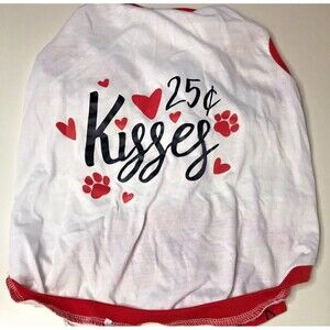 New 25 Cent Kisses Dog Shirt Bandanna Set Valentine's Day Outfit Puppy Large